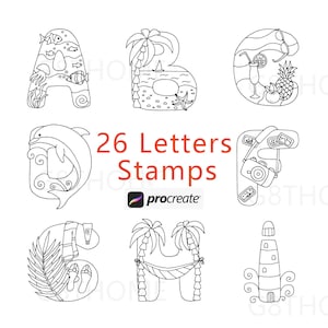 26 Letters Procreate Stamps | Procreate Brushes