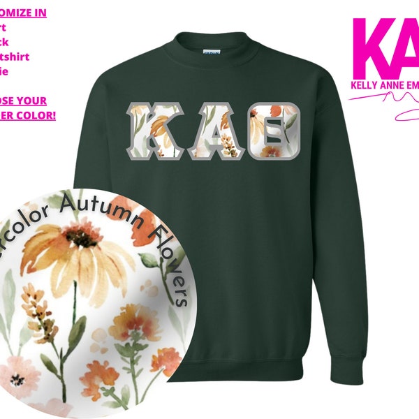 Watercolor Autumn Flowers | Greek Letter Shirt | Greek Letter Sweatshirt | Custom Greek Apparel | Sorority Shirt | Fraternity Shirt
