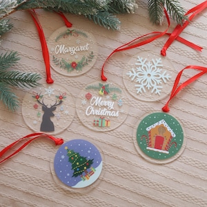 Décorations de Noël en acrylique - Cadeaux de Noël personnalisés pour les invités en gros - Décoration d&#39;arbre avec nom - Décorations de Noël personnalisées - Cadeau de vacances