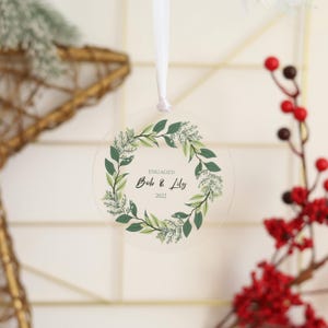 Personalised Acrylic Engaged Ornament-Custom Engagement Party Gift with Names-Engaged Gift-Gifts for Couple-First Christmas Married Ornament