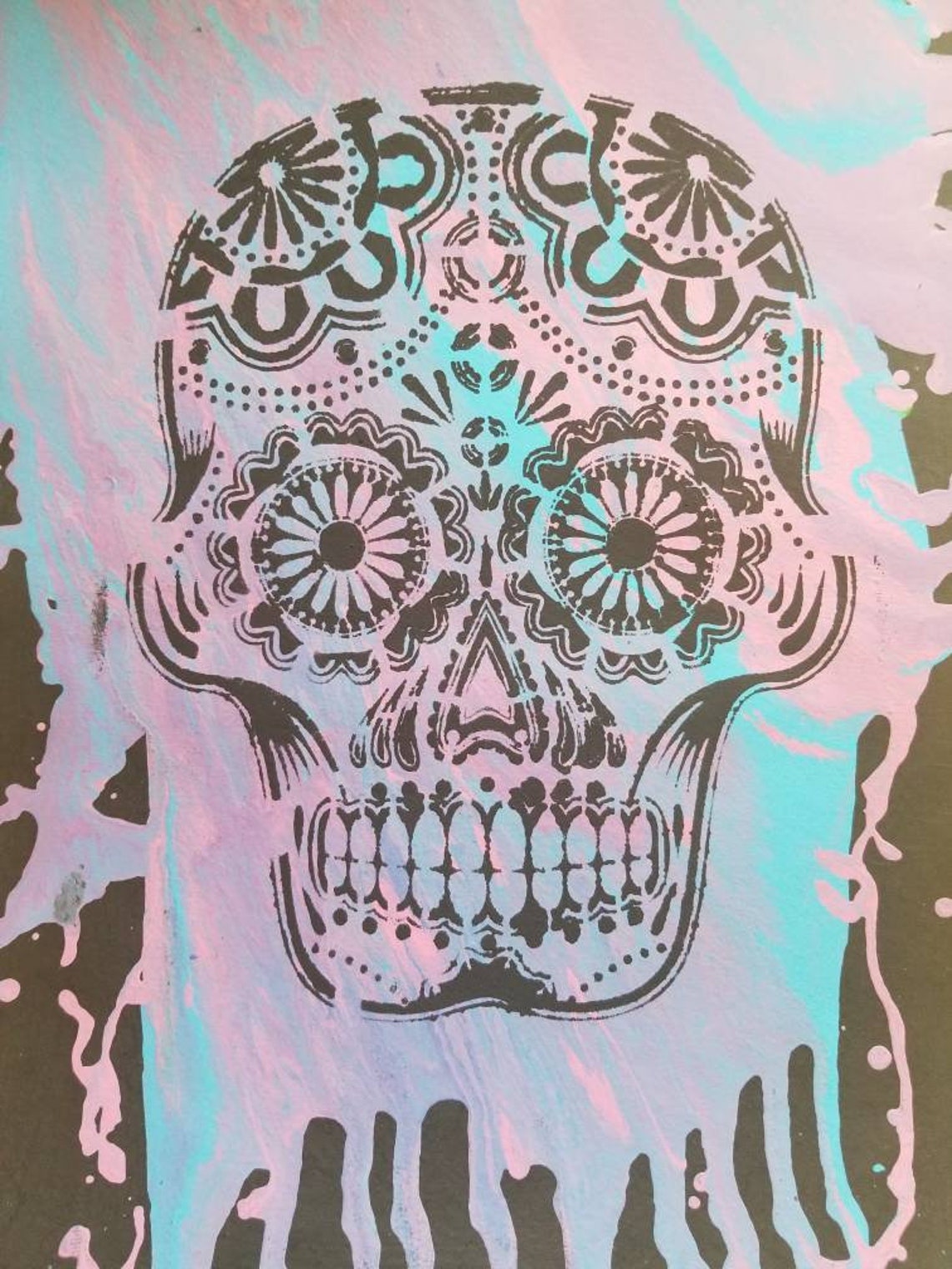 Candy skull art print | Etsy