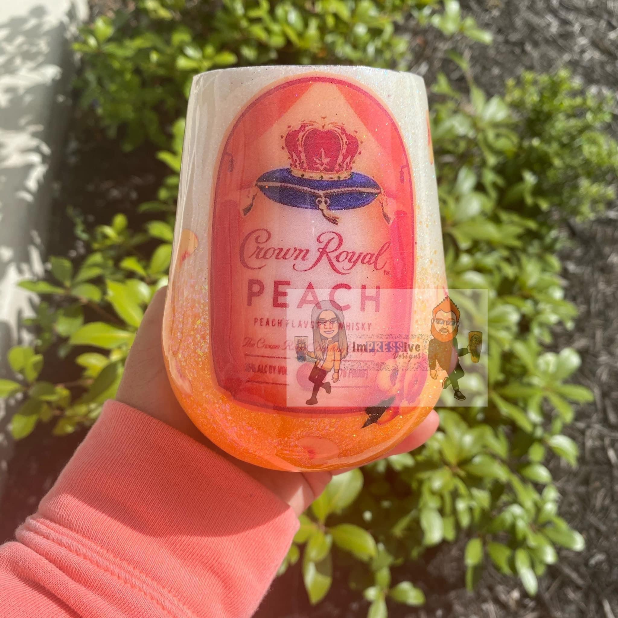 Crown Royal Peach tumbler Personalized glitter tumbler Etsy