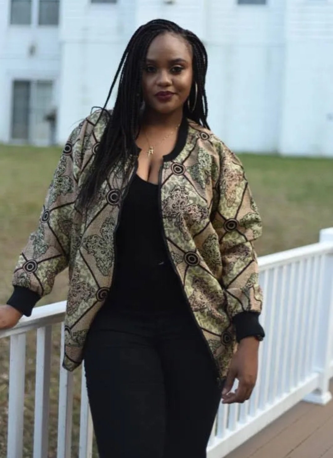 Traditional African Ankara Wax Print Uni Sex Aqua Blue Bomber Jacket