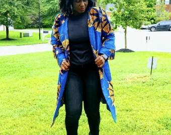 Ankara Kimono Jacket - Blue Star