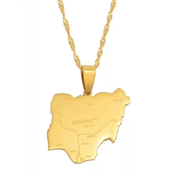 Stainless Steel Nigeria Map Necklace