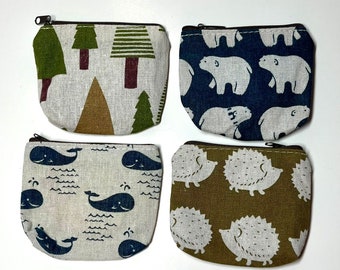 Small Knitting Pouch Zipper Storage Bag for Knitting or Crochet Notions Pouch Accessories Supplies Hedgehog Whale Fish Polar Bear Pine Tree