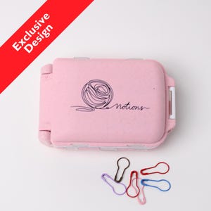 EXCLUSIVE DESIGN! Pink Notions Knitting Notions Case With 8 Compartments for Stitch Markers | Knitting & Crochet Accessories Organizer