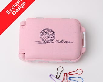 EXCLUSIVE DESIGN! Pink Notions Knitting Notions Case With 8 Compartments for Stitch Markers | Knitting & Crochet Accessories Organizer