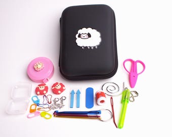 Adorable Sheep Knitting Kit Case Complete With Stitch Markers, Stitch Stoppers & other Knitting and Crochet Notions | Gifts for Knitters