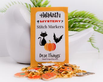 MYSTERY 10 Halloween Stitch Markers for Knitting or Crochet, Mystery Bag, Gift for Knitter, Knitting and Crochet Notions, Mystery Scoop