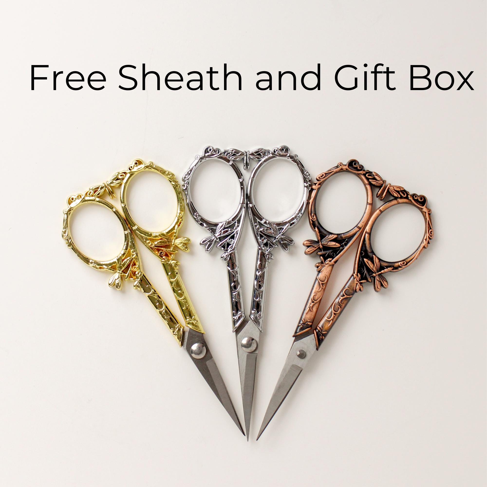 Elegant Antique Look Scissors Craft Scissors Crochet Knitting Quilting Embroidery Snips Dragonfly Gifts Vintage Copper Silver or Gold Finish