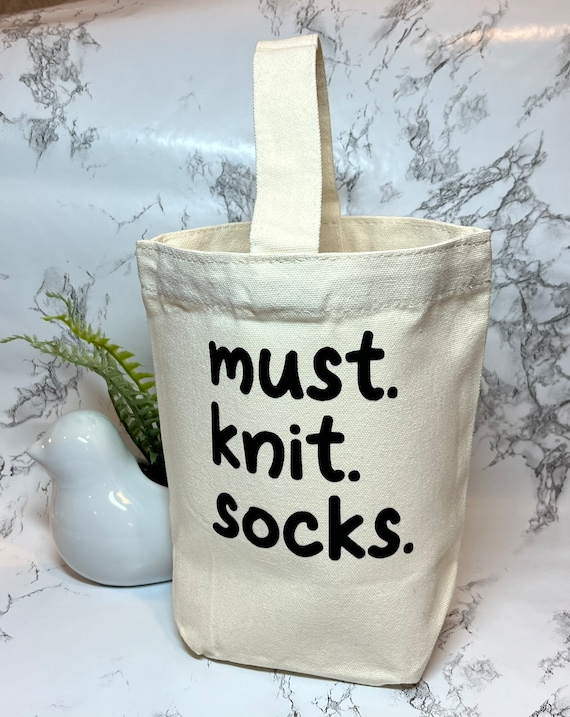 Small Knitting Project Bag "Must. Knit. Socks." | Portable Yarn Holder | Yarn Bag | Sock Project Bag | Small Project Bag