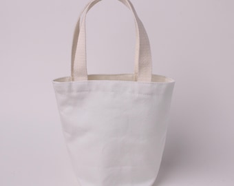 Mini Canvas Tote Bag Blank with Pocket for Wedding Favors Bachelorette or Flower Girl Proposal, Yarn Bowl, Lunch, Bible/Book Totebag