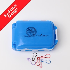 EXCLUSIVE! Pretty Blue Knitting Notions Case With 8 Compartments for Stitch Markers | Cute Knitting & Crochet Notions Accessories Organizer