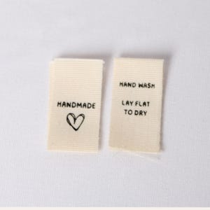1/2-in. Hand Wash Only Clothing Labels | Set Of 5 Organic Cotton Care Instructions | Sew-In Label for Knitting Crochet Woven Handmade Label