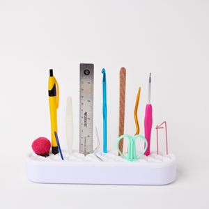 Knitting Organizer | Crochet Organizer | Tool Holder for Knitting Notions, Crochet Hooks | Pen Pencil Paintbrush Organizer Caddy