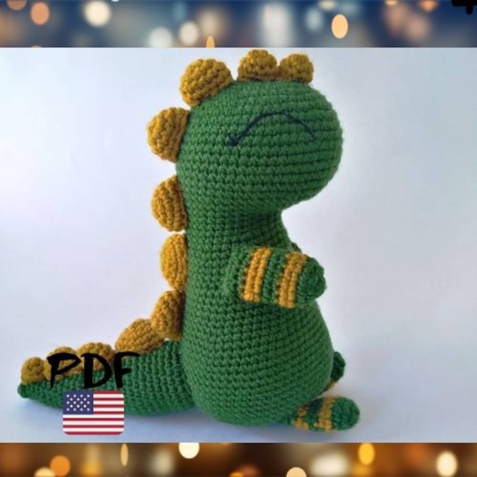 Amigurumi Dinosaur crochet pattern / green dino easy tutorial Etsy