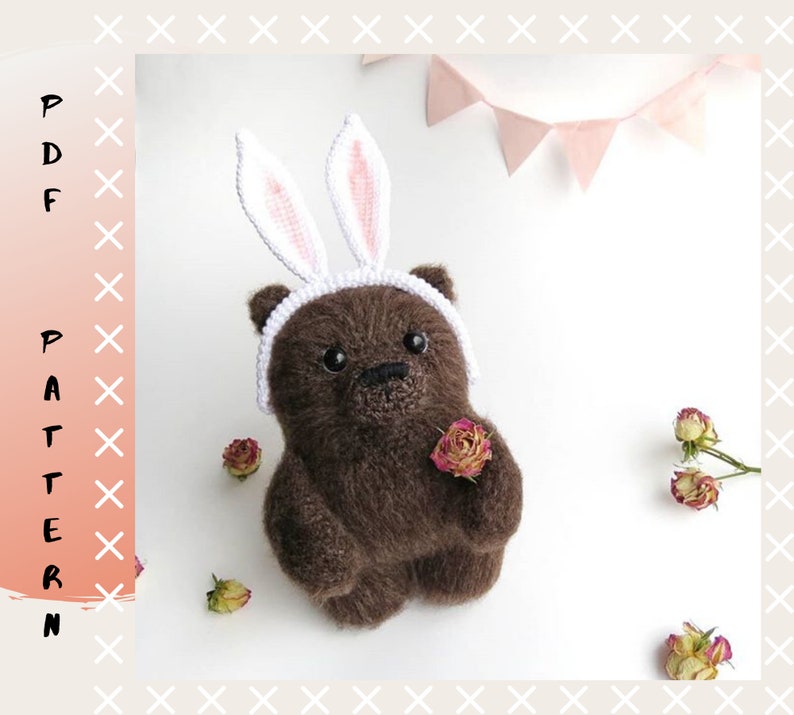Teddy bear Amigurumi easy crochet pattern PDFzoomigurumi cute forest bear easy tutorial with easter bunny hair