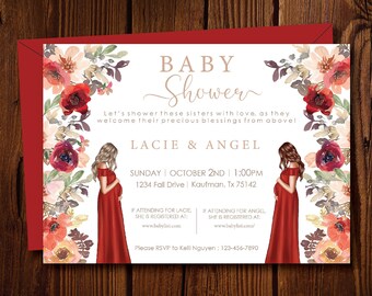 Christmas Double Baby Shower Invitation, Joint Baby Shower, Fall Invite, Oh Babies, Duo Baby Shower, Co-Worker Baby Shower, Baby Sprinkle