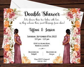 Fall Double Shower Invitation, Joint Baby Shower, Brunch and Bellies, Oh Babies, Duo Baby Shower, Co-Worker Baby Shower, Baby Sprinkle