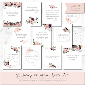 St. Theresia van Lisieux Quotes, De kleine bloem van Jezus, Printable Artwork, Katholieke Planner Inserts, 8.5x11in, Instant Download, PDF
