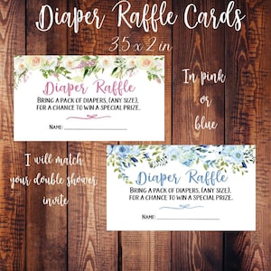 Windel Raffle Karten, Doppel-Dusche-Windel Raffle, junge und Mädchen, gemeinsame Dusche, rosa und blaue Karten