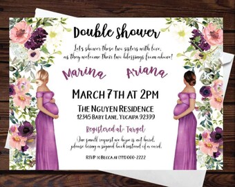 Double Baby Shower, Duo Baby Shower, Joint Baby Shower Invite, Co-Worker Shower, Friends Joint Baby Shower, Gender Neutral, DIgital, Custom