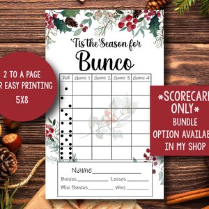 Kerst Bunco Score Card, PJ's Bunco, Kerstbrunchspel, December Bunco Card, Gezellige Chrsitmas, Afdrukbare Bunco Scorecard