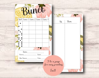 Summer Bunco Set, Lemon Bunco Cards, Spring Bunco Set, Lemon Theme, Citrus, Tally Sheet, Score Cards, Table Numbers, Printable