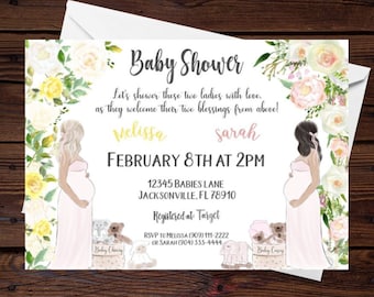 Double Shower Invitation, Joint Baby Shower, Brunch and Bellies, Duo Baby Shower, Co-Worker Baby Shower, Baby Sprinkle, Digital Download