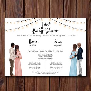 Double Shower Invitation, Couples Double Baby Shower Invite, Co-Ed Baby Shower Invitation, Couple's Joint Baby Shower, Joint Celebration