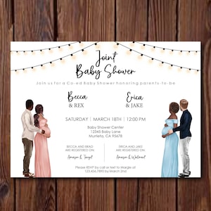 Invitación de ducha doble, invitación de ducha de bebé doble para parejas, invitación de ducha de bebé mixta, ducha de bebé conjunta de la pareja, celebración conjunta