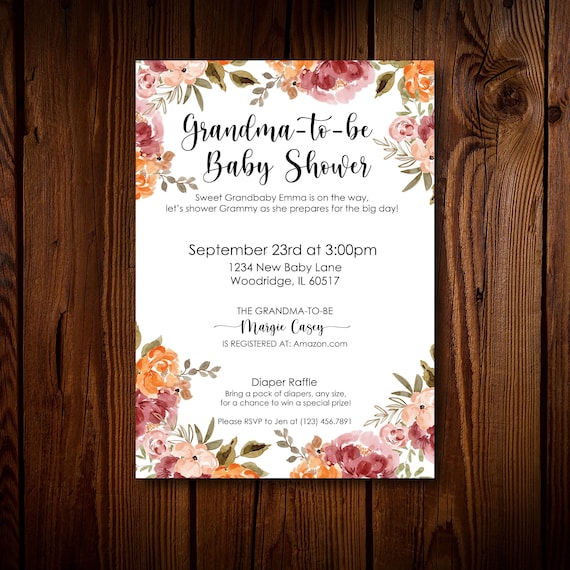 Fall Grandbaby Shower Invite, Grandma-to-be Baby Shower Invite