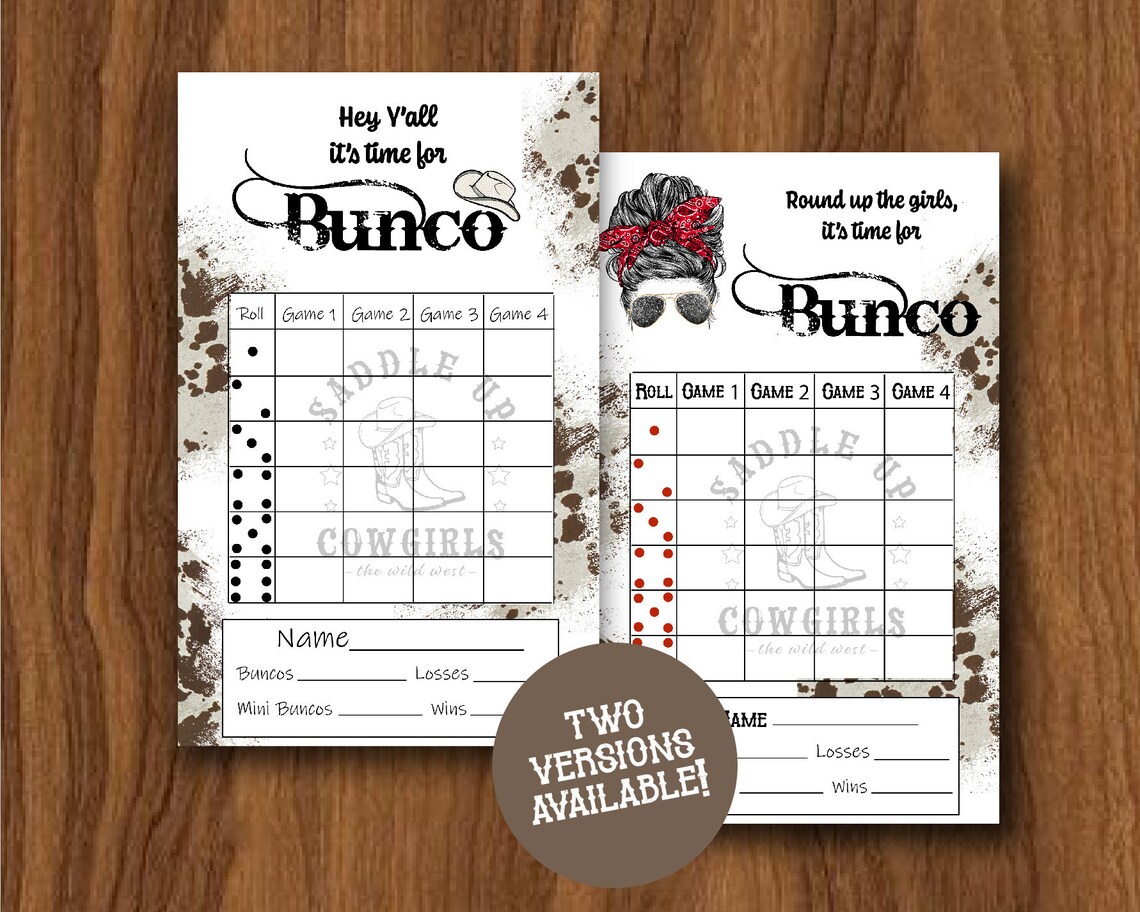 Scoreing Sheets Rodeo Country Western Bunco Cards, Rodeo Theme, Cow Print Bunco, Texas Theme ...