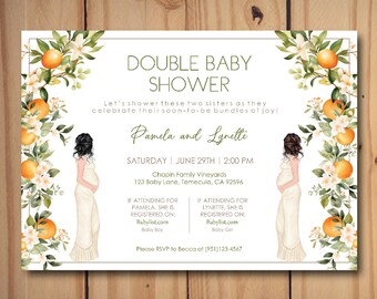 Two Little Cuties Double Baby Shower Invite, Citrus Duo Baby Sprinkle, Combined Joint Baby Shower Invitation, Co-Workers, Cutie Theme Invite
