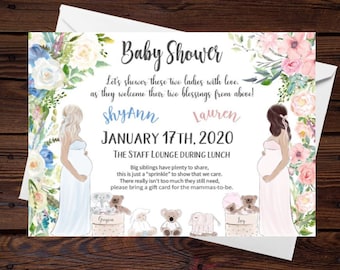 Double Shower Invitation, Joint Baby Shower, Brunch and Bellies, Duo Baby Shower, Co-Worker Baby Shower, Baby Sprinkle, Digital Download