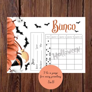 Halloween Bunco Set, Pumpkins, Bats, Orange and Black, Autumn Bunco Cards, Tally Sheet, Score Cards, Table Numbers, Printable