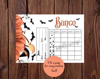 Conjunto Bunco de Halloween, Calabazas, Murciélagos, Naranja y Negro, Tarjetas Bunco de Otoño, Hoja de Conteo, Tarjetas de Puntuación, Números de Mesa, Imprimible