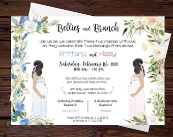 Double Shower Invitation, Joint Baby Shower, Brunch and Bellies, Duo Baby Shower, Co-Worker Baby Shower, Baby Sprinkle, Digital Download