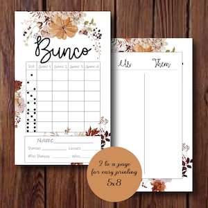 Fall Bunco Set, Autumn Bunco Cards, Fall Leaves, Autumn Pumpkins, Orange and Red, Tally Sheet, Score Cards, Table Numbers, Printable