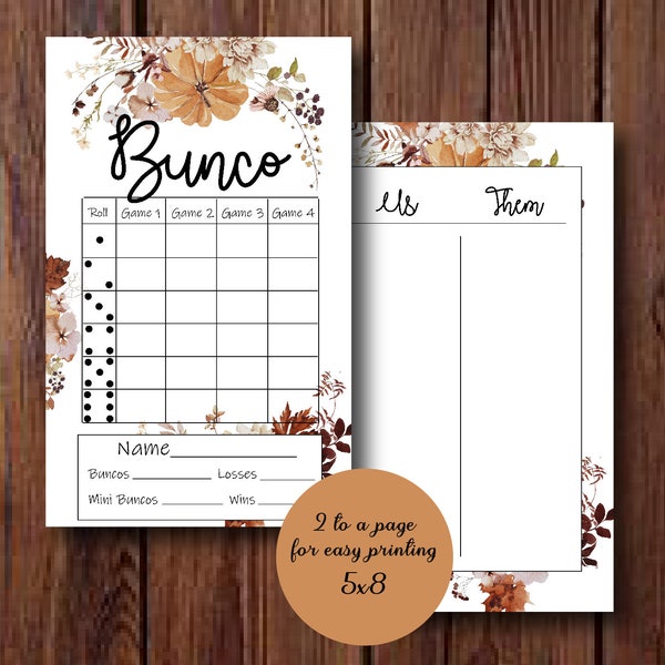 Herbst Bunco Set, Herbst Bunco Karten, Herbst Blätter, Herbst Kürbisse, Orange und Rot, Tally Sheet, Scorekarten, Tischnummern, Printable