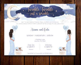 Twinkle Twinkle Just a Sprinkle Double Baby Sprinkle Invitation, Duo Baby Shower, Joint Baby Shower, Two Friends, Co-Worker Baby Shower,