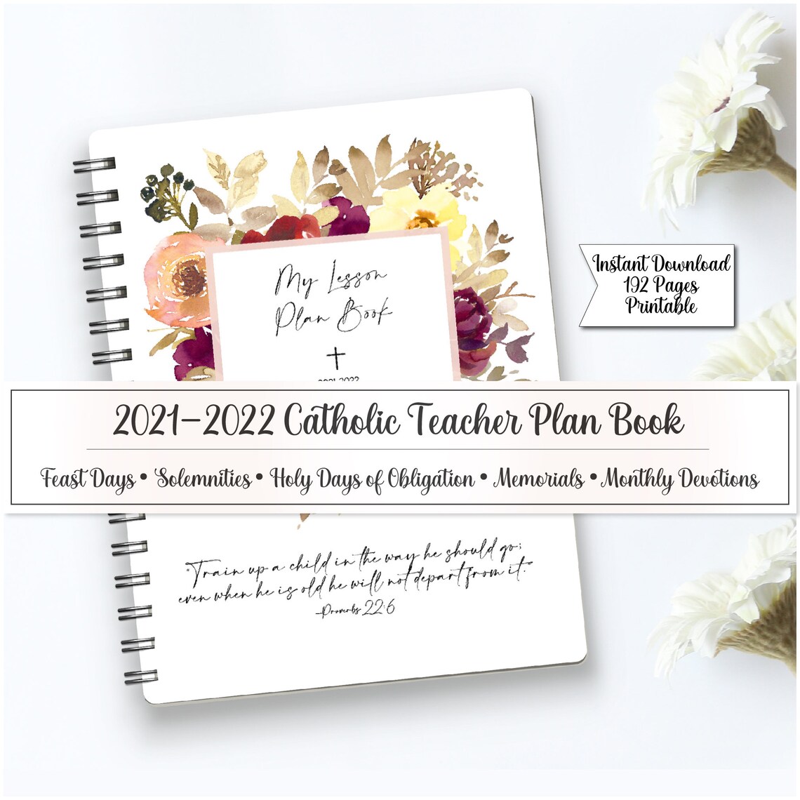 20212022 Catholic Teacher Lesson Planner Lesson Plan Book Etsy