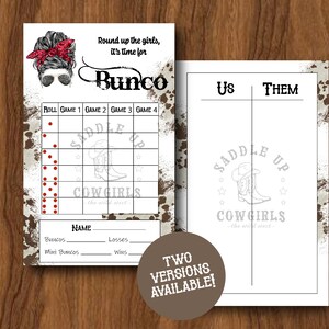 Cartões Country Western Bunco, tema Rodeio, Cow Print Bunco, tema Texas, Cowgirl, Cowboy, cartões de pontuação Bunco e folhas de registro