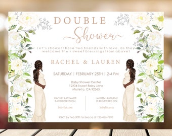 Double Baby Shower Invite, Duo Baby Sprinkle, Combined Joint Baby Shower Invitation, Co-Workers, Two Friends Baby Shower Invitation