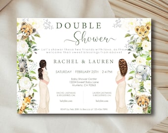 Safari Double Baby Shower Invite, Two Friends Jungle Invite, Duo Baby Sprinkle, Joint Baby Shower Invitation, Combined Co-Worker Baby Shower