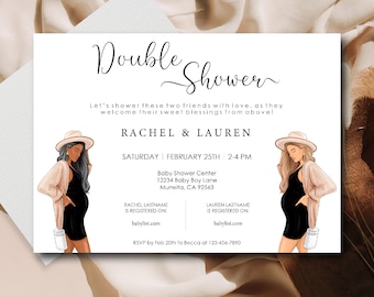 Double Baby Shower Invite, Modern, Personalized, Custom Made, Duo Baby Sprinkle, Joint Baby Shower Invitation, Co-Worker Event, Digital File
