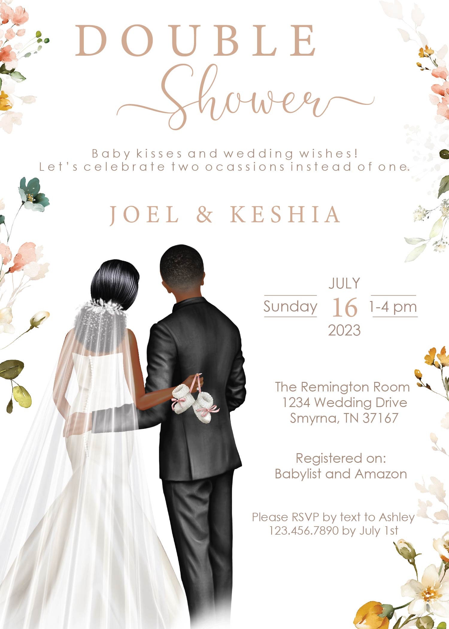 Combined Bridal and Baby Shower Join Party Invitation, Personalized ...
