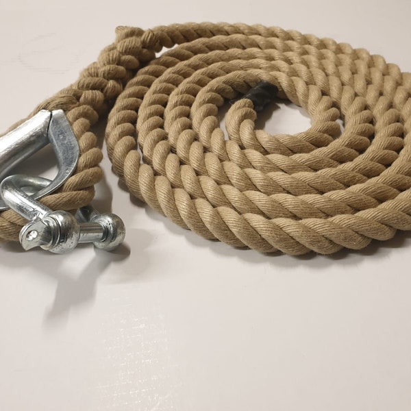 24mm Synthetic Hemp Climbing Rope With Thimble And Shackle - Kids Climbing Rope - Gym Fitness Rope - Beige Hemp Rope - Climbing Frame Rope