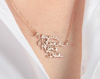 Handwriting Necklace • Custom Actual Handwriting Jewelry • Signature Necklace • Memorial Personalized Christmas Gift • Mother's Gift
